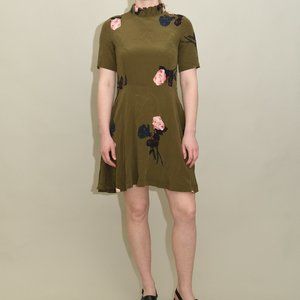 Ganni Silk Floral Print Mini Dress